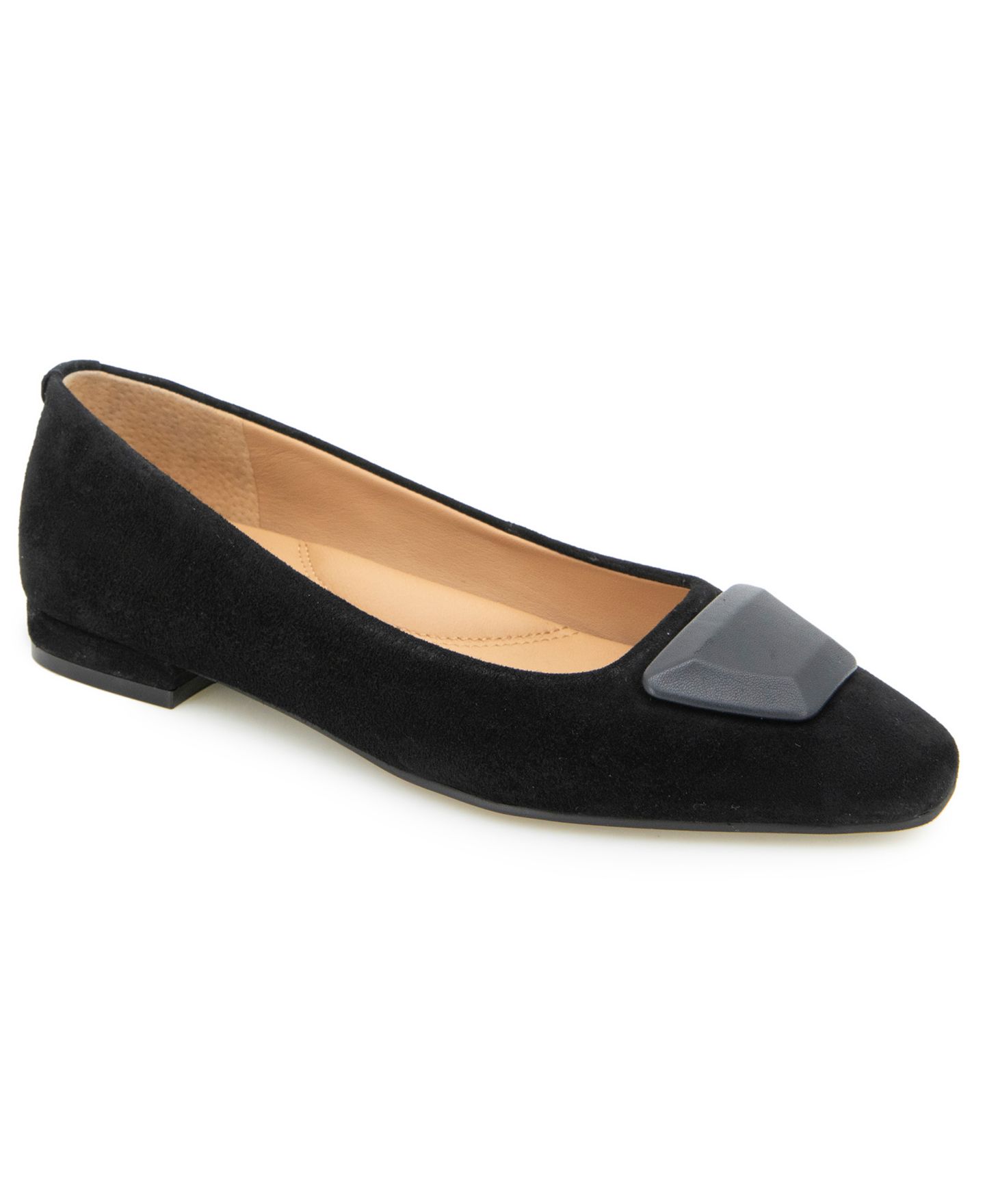 Женские балетки Gentle Souls Hanette Square Toe Suede Flats, цвет: Чёрный замшевый — фото 1
