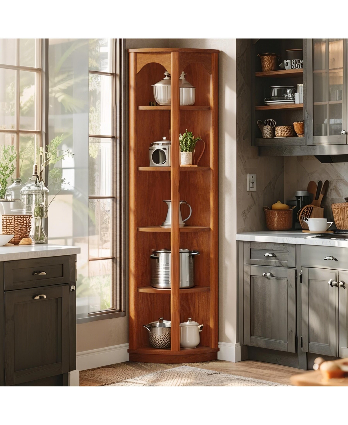 Tribesigns 5-Tier Corner Shelf, 67-Inch Tall Corner Kitchen Pantry with Unique Shape