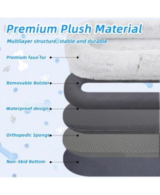 Grey White Human Dog Bed Washable Faux Fur Dog Bed Napping Orthopedic Dog Bed