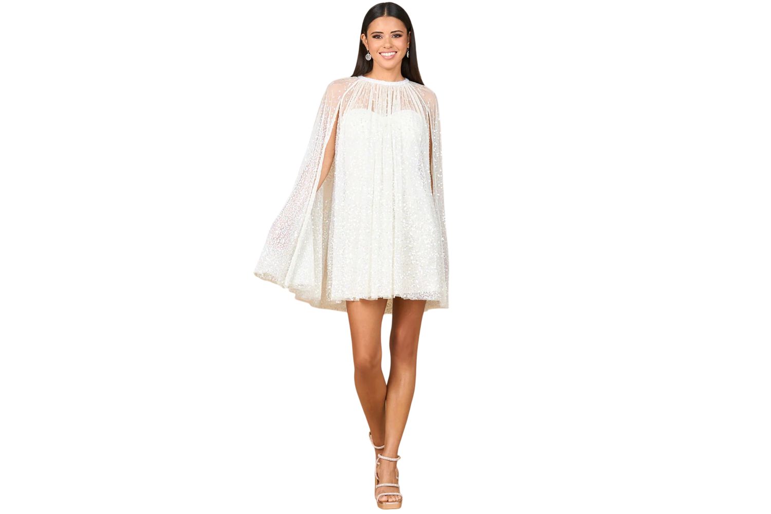 Women's Beaded Bridal Cape Dress