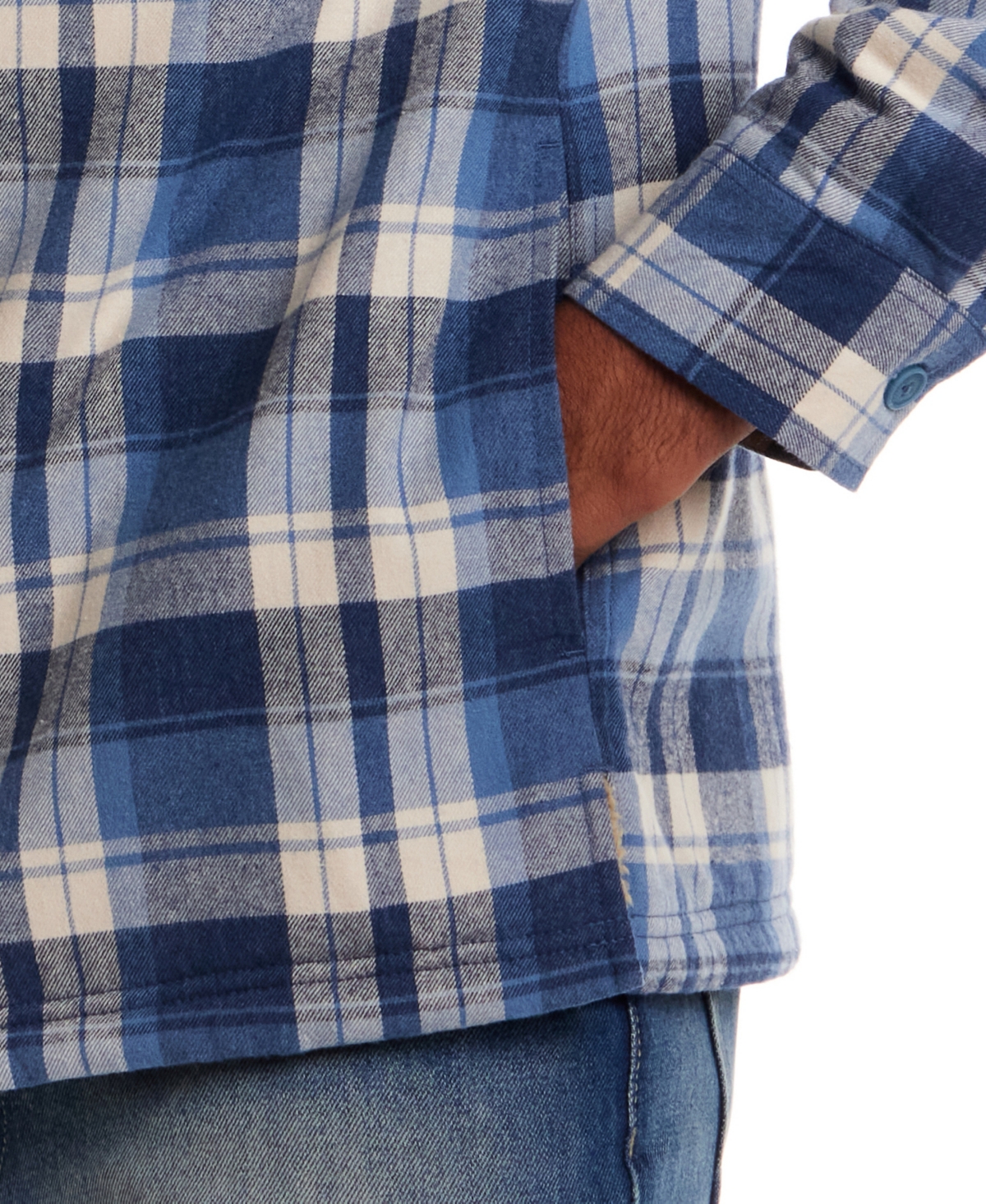 Weatherproof Vintage Men's Plaid Hooded Shirt Jacket In Blue