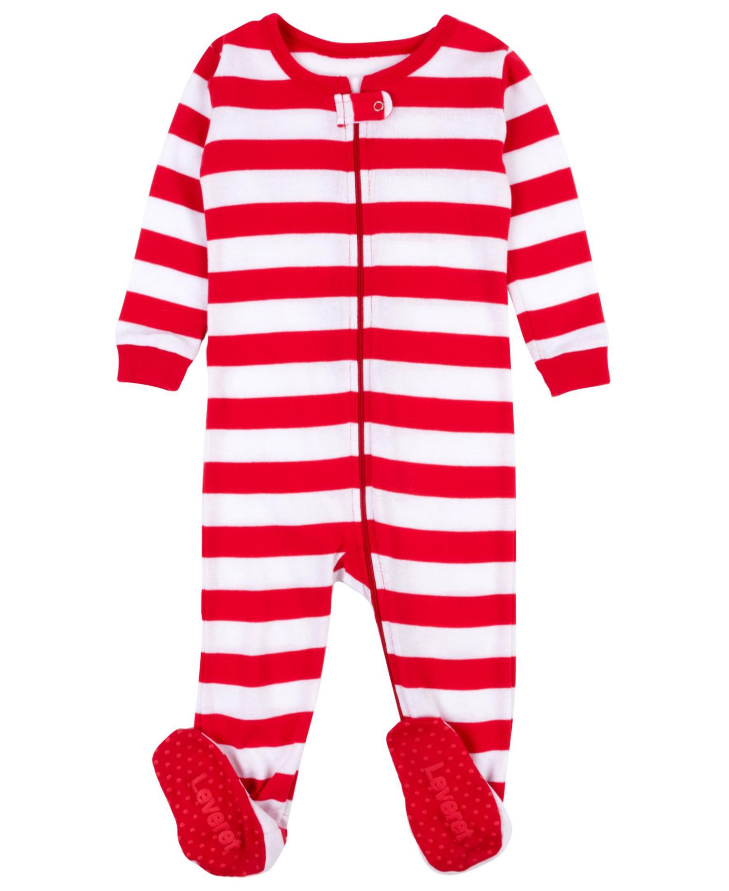 Toddler Footed Cotton Striped Holiday Pajamas