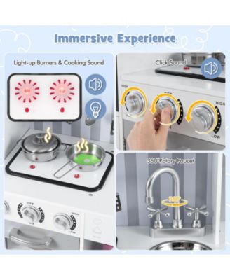Play Kitchen Toy Set w/ Chalkboard Oven Sink Faucet Stove Water Dispenser