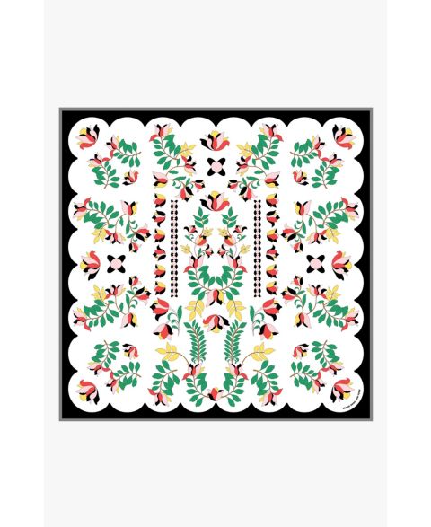 Женский шарф Jessie Zhao New York Double Sided Silk Scarf Floral Parade, цвет: Белый