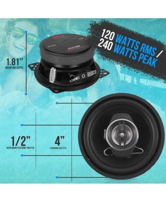 Two-Way Sound Speaker System, 4'' Coaxial Loud Audio, 240 Watts, 4 Ohm Impedance, 3/4'' ASV Voice Coil
