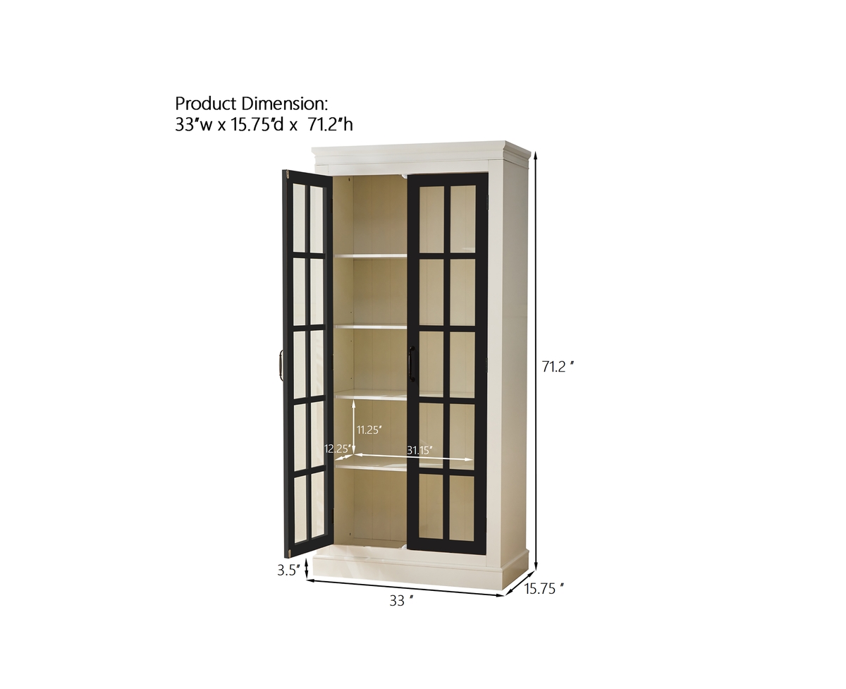 Casainc 71.2" Freestanding Storage Cabinet with Glass Door