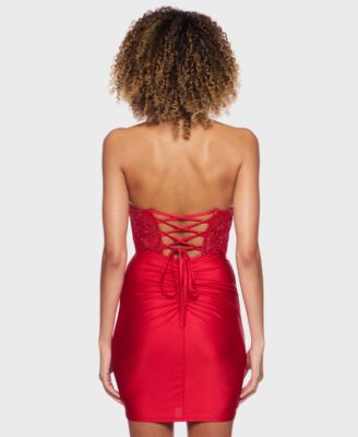 Juniors' Corset Top Strapless Midi Dress