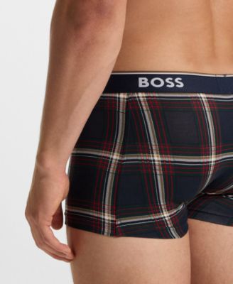 Hugo Boss Men's 3-Pack Power Logo Waistband Trunk Underwear