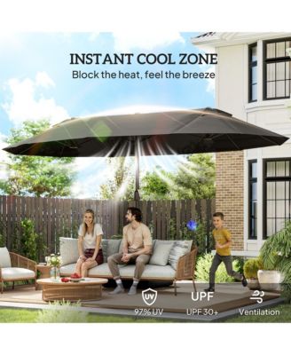 15' Backyard Double-Sided Steel Fabric Market Garden Umbrella Dark