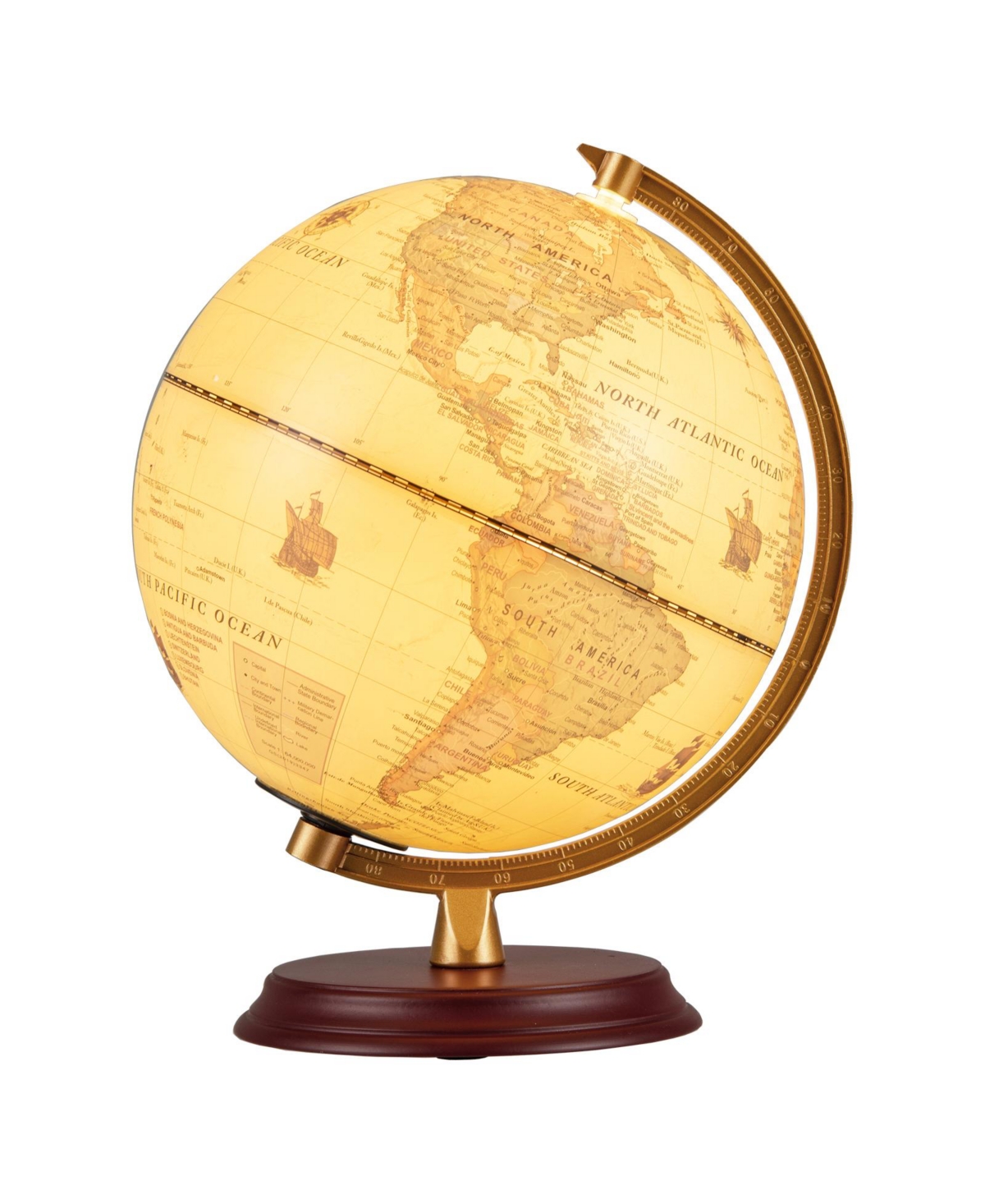Sugift 8 Inch Illuminated World Globe Night Light up Globe Lamp with Wooden Stand and Hd Map