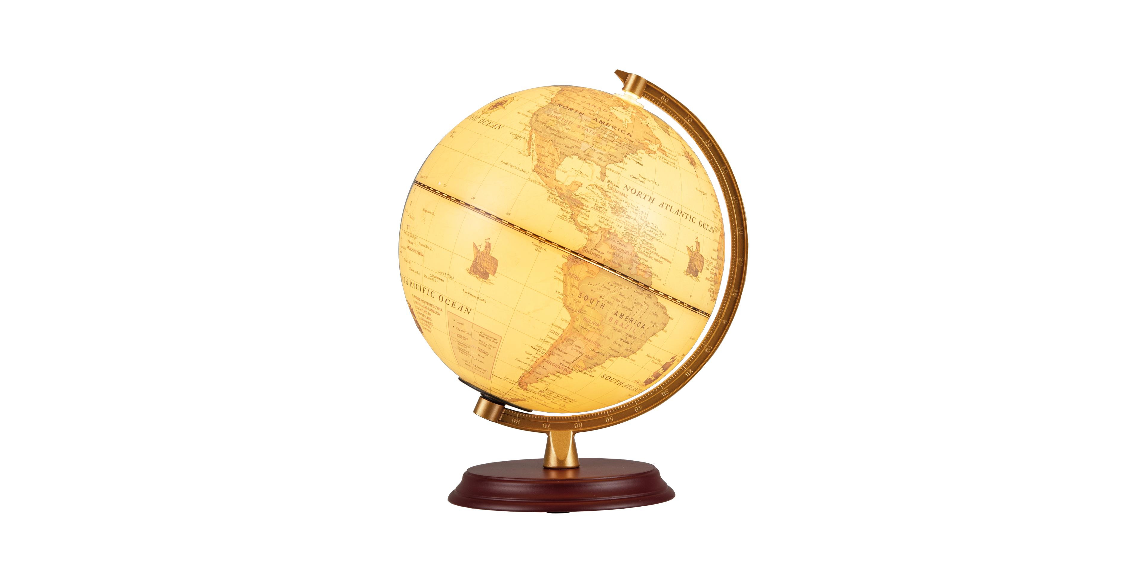 Sugift 8 Inch Illuminated World Globe Night Light up Globe Lamp with Wooden Stand and Hd Map