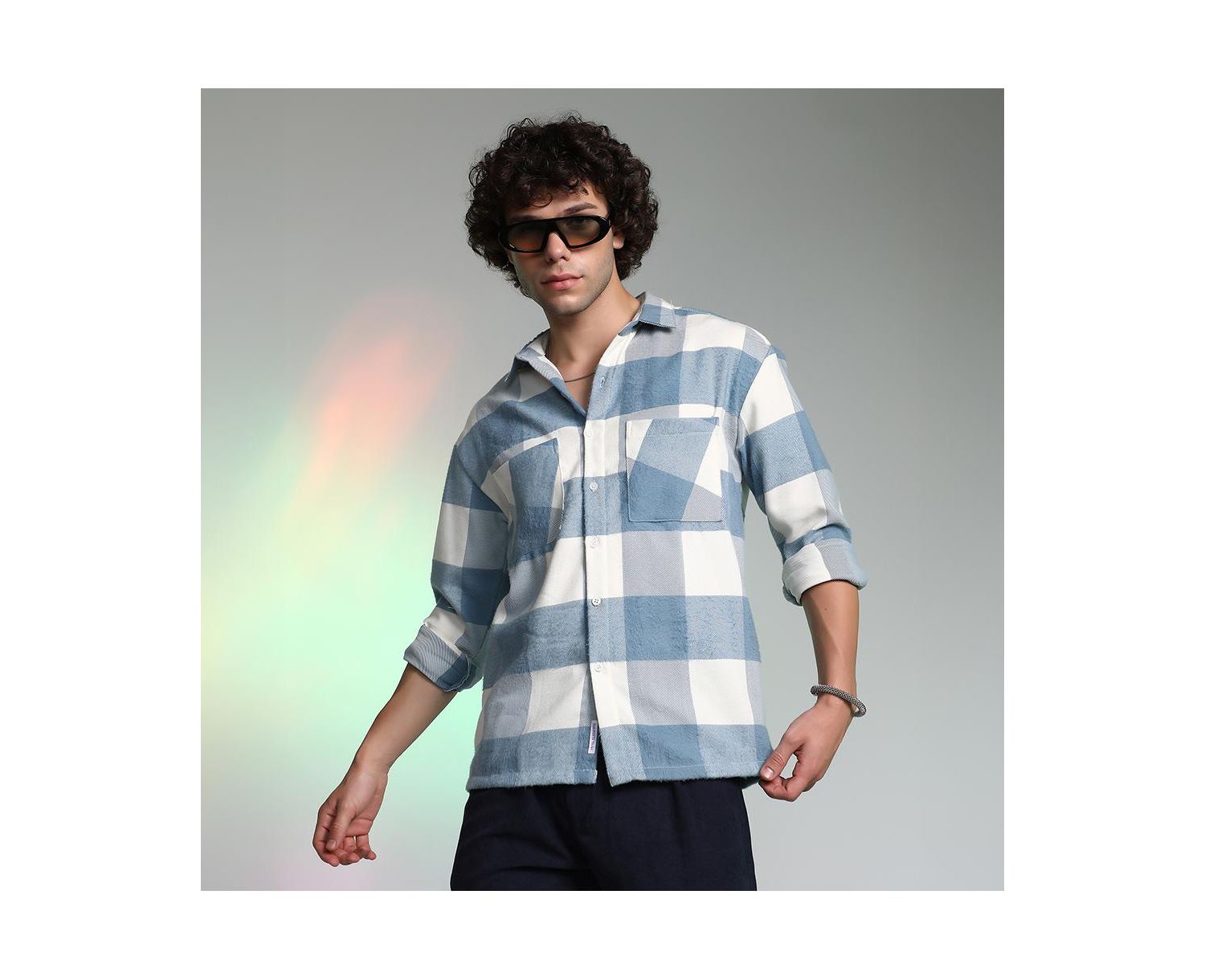 Men's Powder Blue Buffalo Utility Shacket
