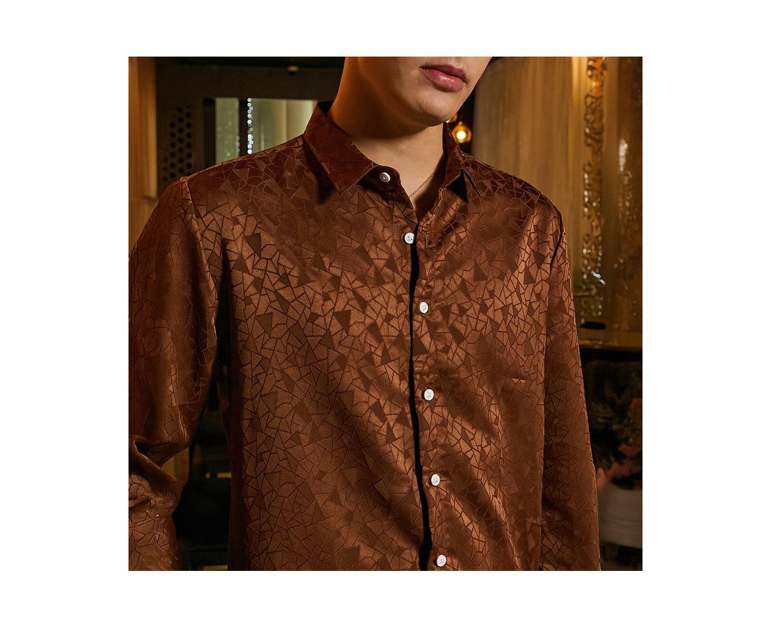 Men's Chocolate Brown Mozaic-Tactile Shirt