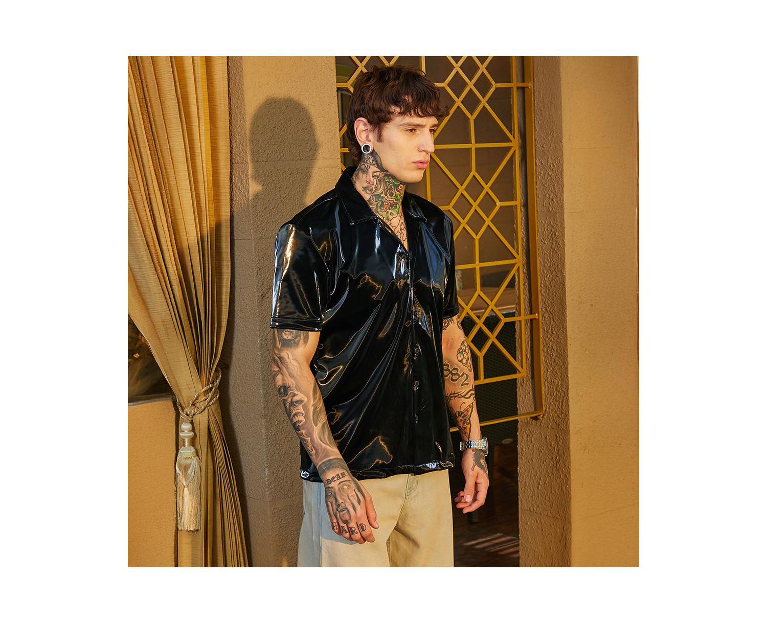 Men's Raven Black Patent Solid Shirt