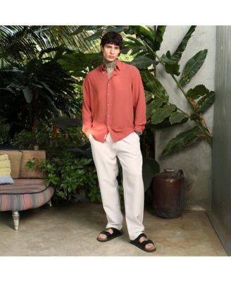 Men's Coral Orange Breezy Wrinked Shirt