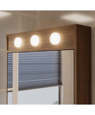 32x24inch Lighted Medicine Cabinet with Mirror, Dimmable, 3000K/5500K, Adjustable Shelf, Flat-Pack Design, Assembly Required (Walnut)