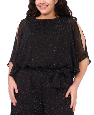 Plus Size Rhinestone Overlay Boat Neck Jumpsuit