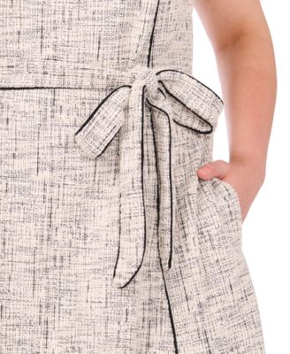 Plus Size Short-Sleeve Tweed Knit Midi Dress