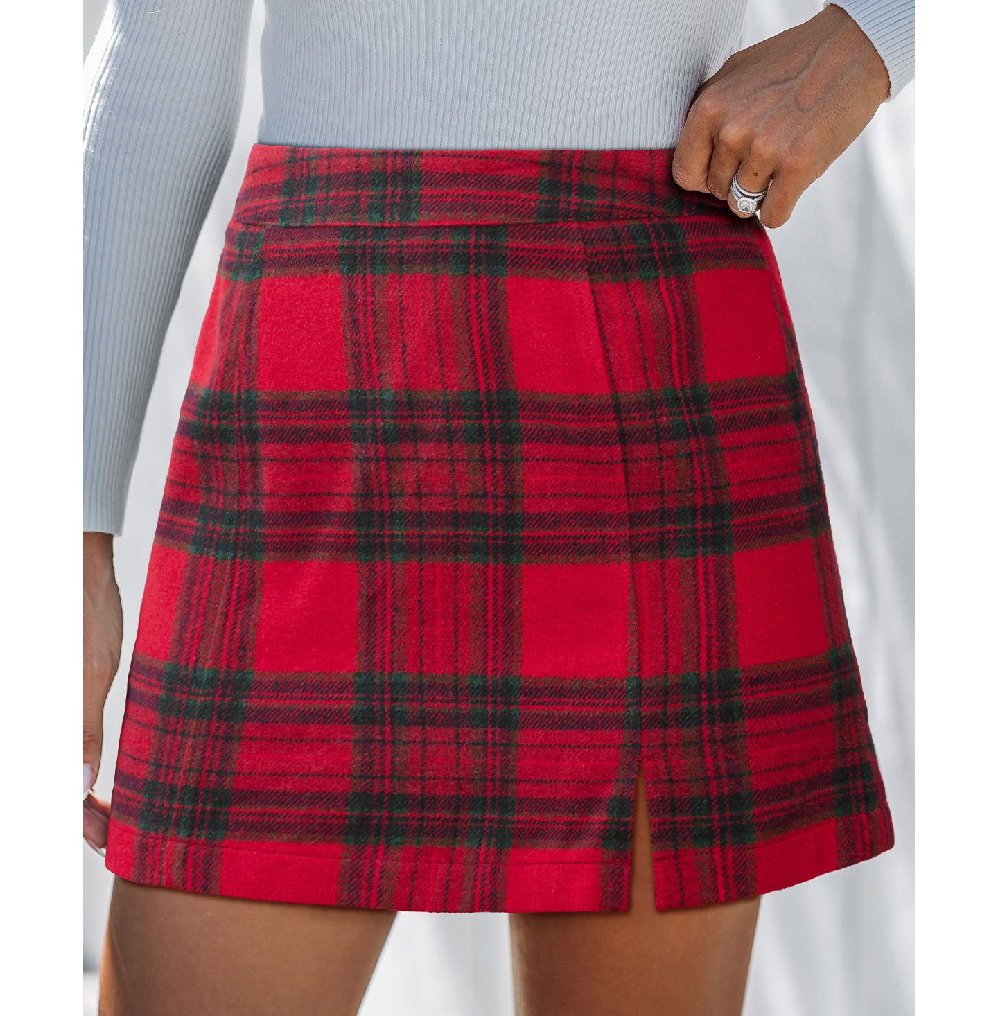 Женская юбка Cupshe Out of Your League Plaid Mini, цвет: Красный — фото 3