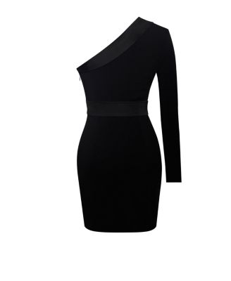 Women's Silver Night Black Sequin Crepe Tuxedo Blazer Dress