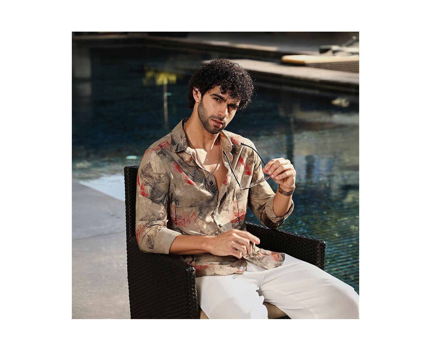Men's Camel Beige Pigme-Strokes Shirt