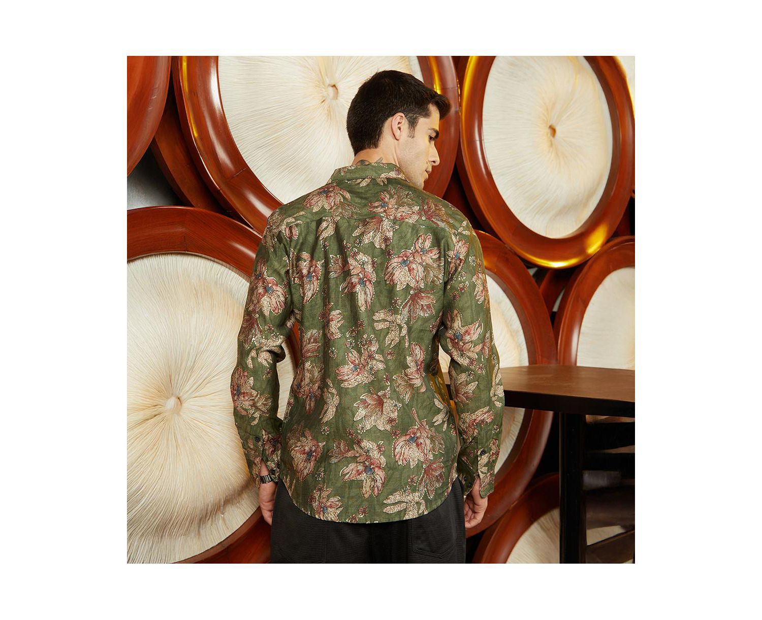 Men's Olive Green Withering-Bloom Shirt