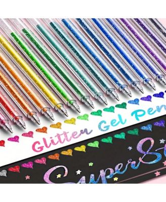 24 Colors Glitter Ballpoint Pen Set, Suitable for Writing, Drawing and Decoration, Shiny Ink Pen Ideal for Journals and Art Projects
