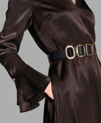 Women's Crinkle Long Sleeve Midi Dress