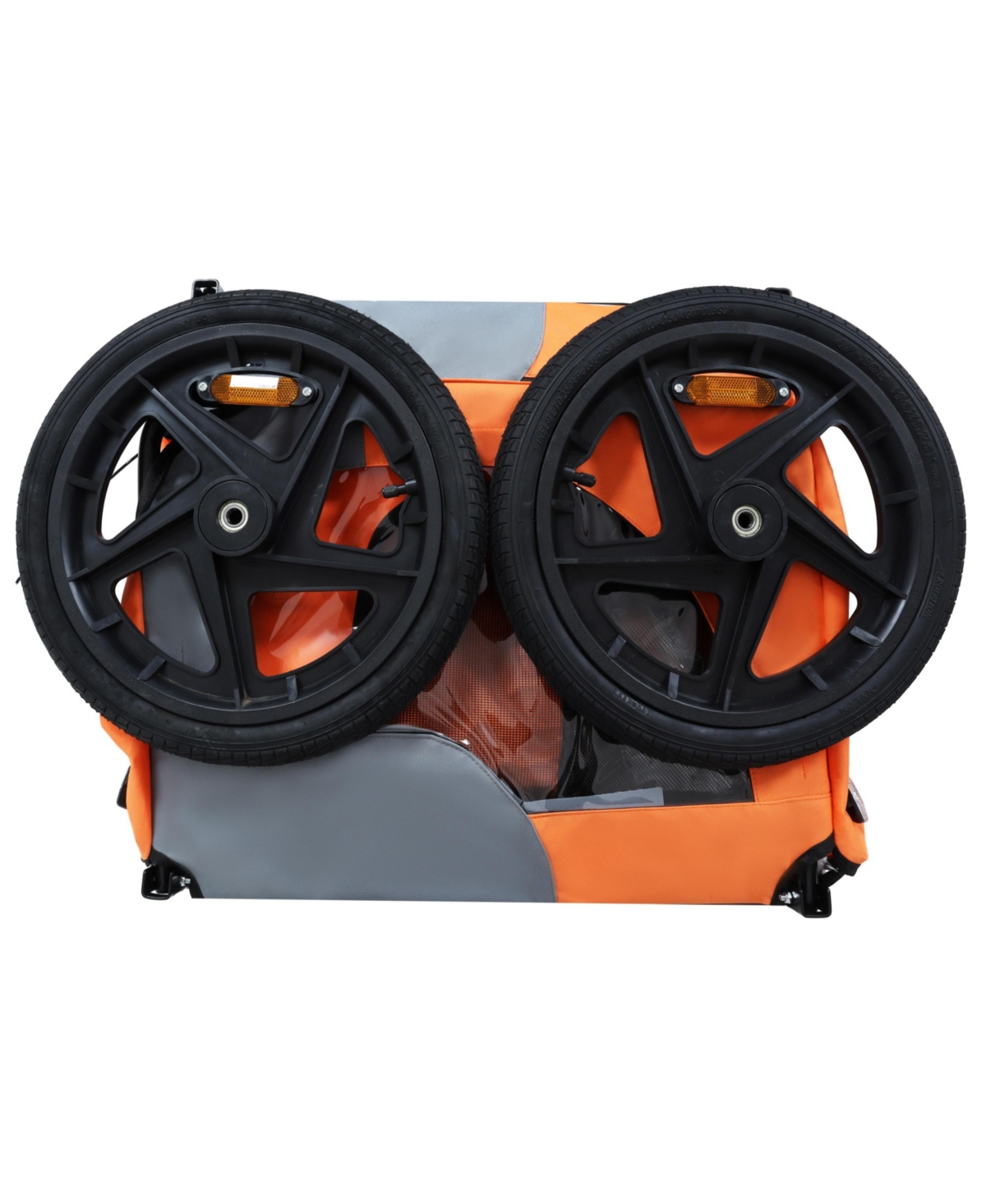 Aostirmotor Orange Outdoor Heavy Duty Collapsible Pet Bike Trailer with Universal Hitch Foldable Dog Cargo Carrier Cart for Bicycles