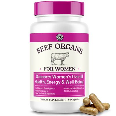 Beef Organ Supplement for Women with Beef Liver, Kidney, Heart & Uterus Tissue plus Gotu Kola 60ct