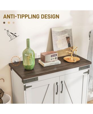 Sideboard, Buffet with Barn Door and Adjustable Shelf,