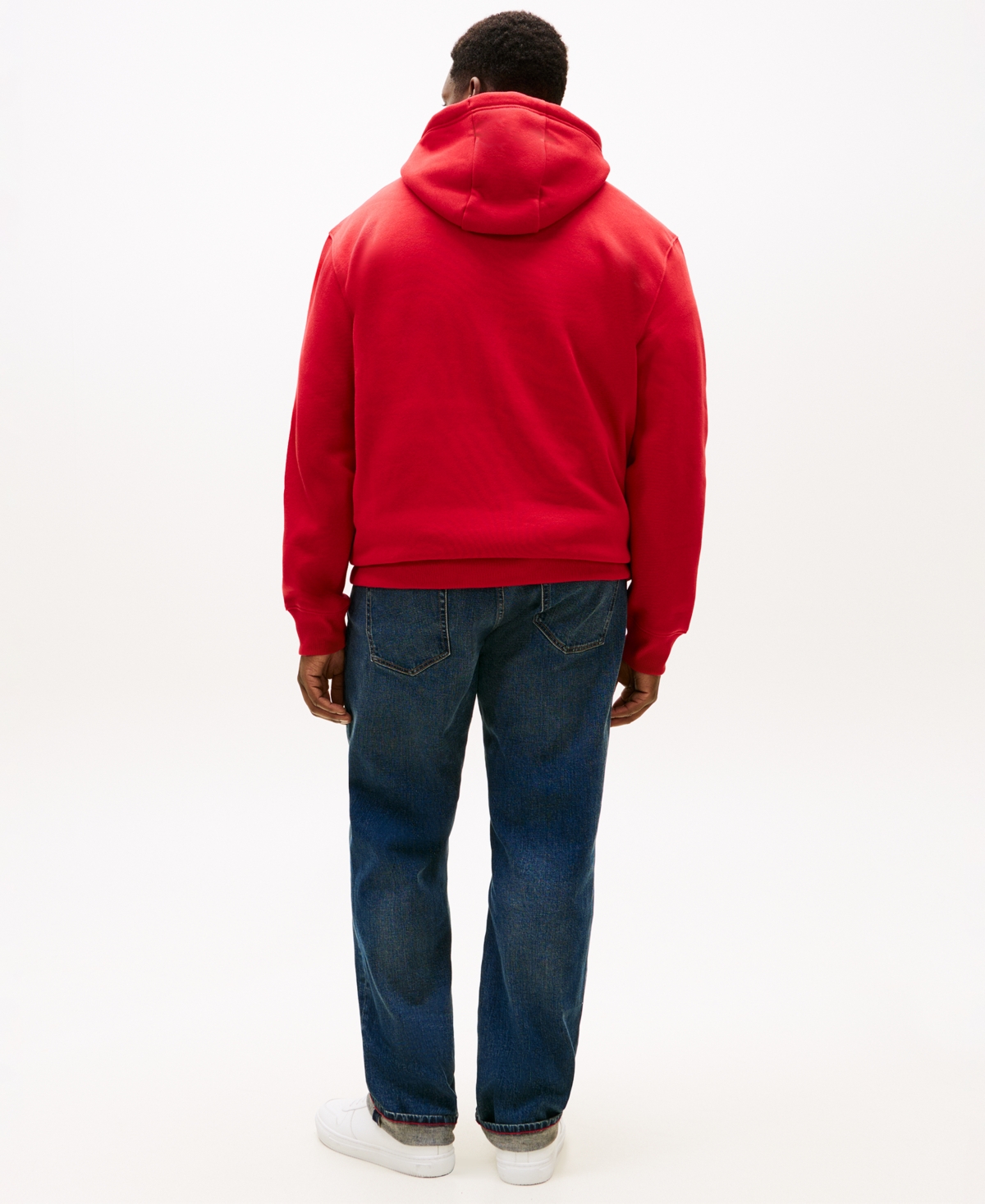 Tommy Hilfiger Men's Big & Tall Embroidered Flag Hooded Sweatshirt In Red