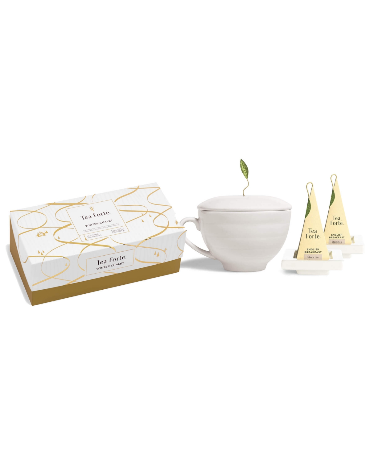 Tea Forte Holiday Winter Chalet Bundle with 20-Pyramid Infusers, Cafe Cup and Tea Trays