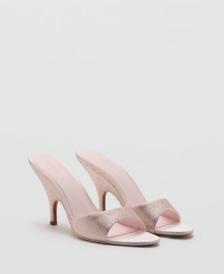 MANGO - Women's Rhinestone Studded Wedge Heel Sandals