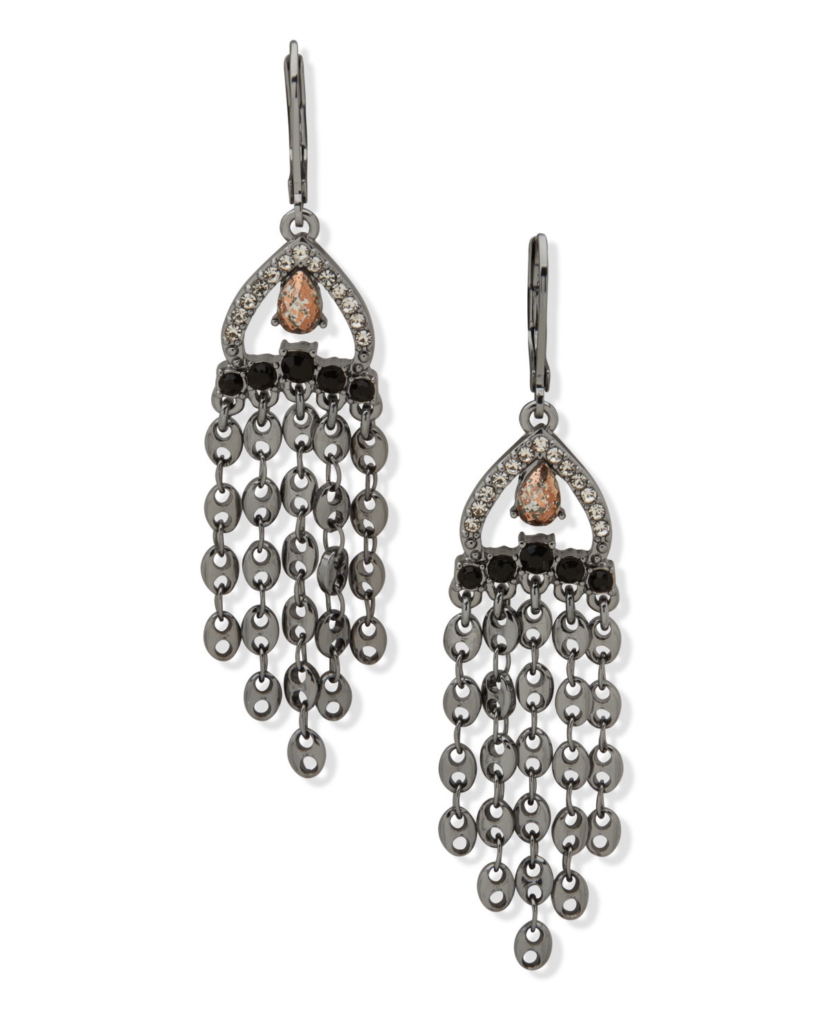Lonna & Lilly Hematite-tone Chain Chandelier Earrings In Black