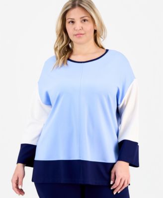 Plus Size Colorblock Dolman-Sleeve Top