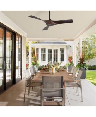 52-inch Modern Black 3 ABS Blades Ceiling Fan without Light with Six-Speed Remote Control and Forward Reverse Rotation Function