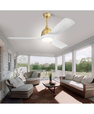 54-inch Modern Minimalist Golden 3-Blade Ceiling Fan with LED Light Remote Control Supports 6 Speeds and Timer Function