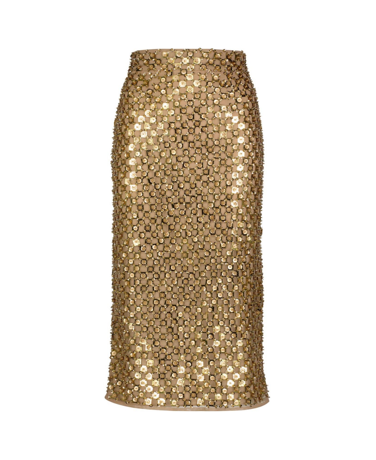 Mac Duggal Women's Sequin Embellished Mesh Fitted Midi Pencil Skirt