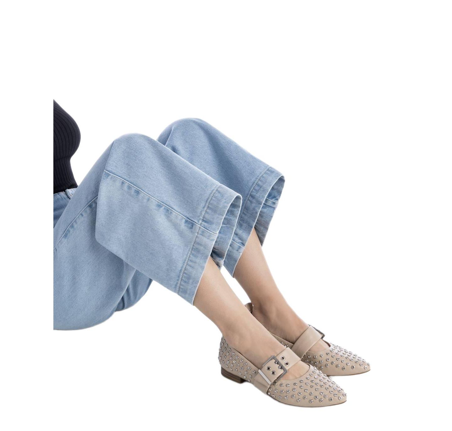 Женские балетки XTI Mary Jane Studded Ballet Flats, цвет: Бежевый — фото 2