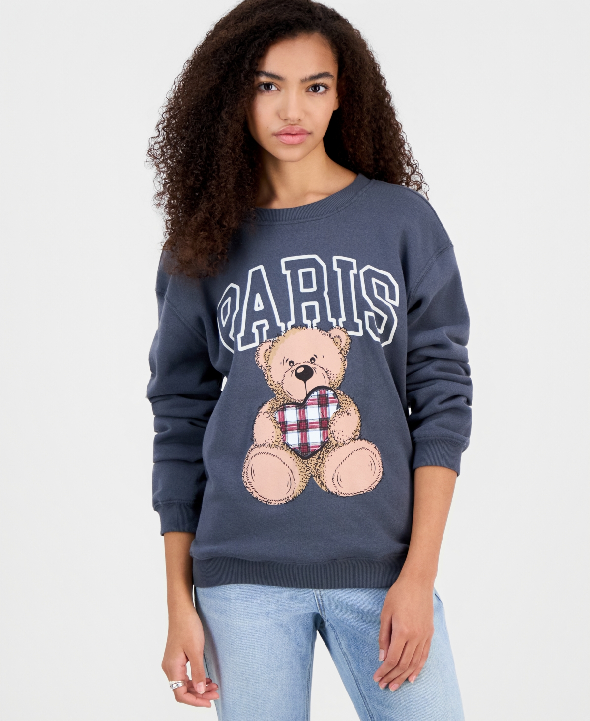Grayson Threads, The Label Juniors' Paris Bear Fleece Sweatshirt
