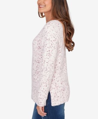 Petite Speckled Chenille Eyelash Boat Neck Sweater