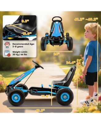 Go Kart for Kids, Pedal Go Cart with Adjustable Seat, EVA Wheels,