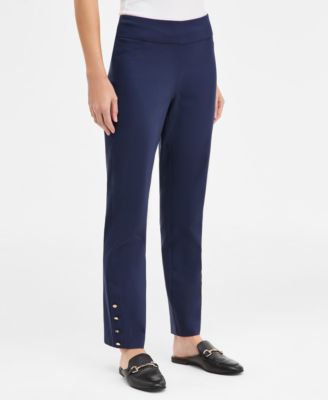 Women's Side-Button Pull-On Straight-Leg Pants, Macy's Exclusive