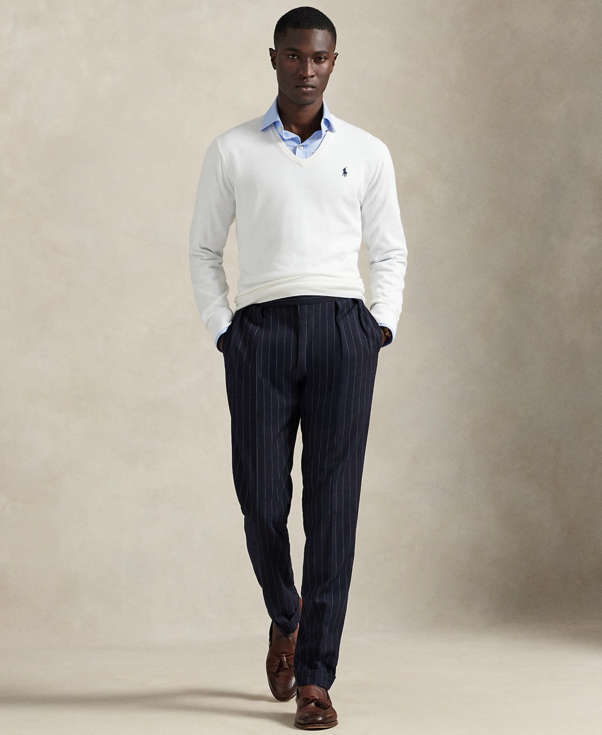 Polo Ralph Lauren Men's Cotton V-neck Sweater In White