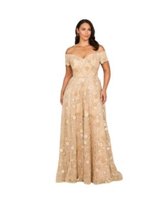 Women's Off Shoulder A-Line Floral Gown