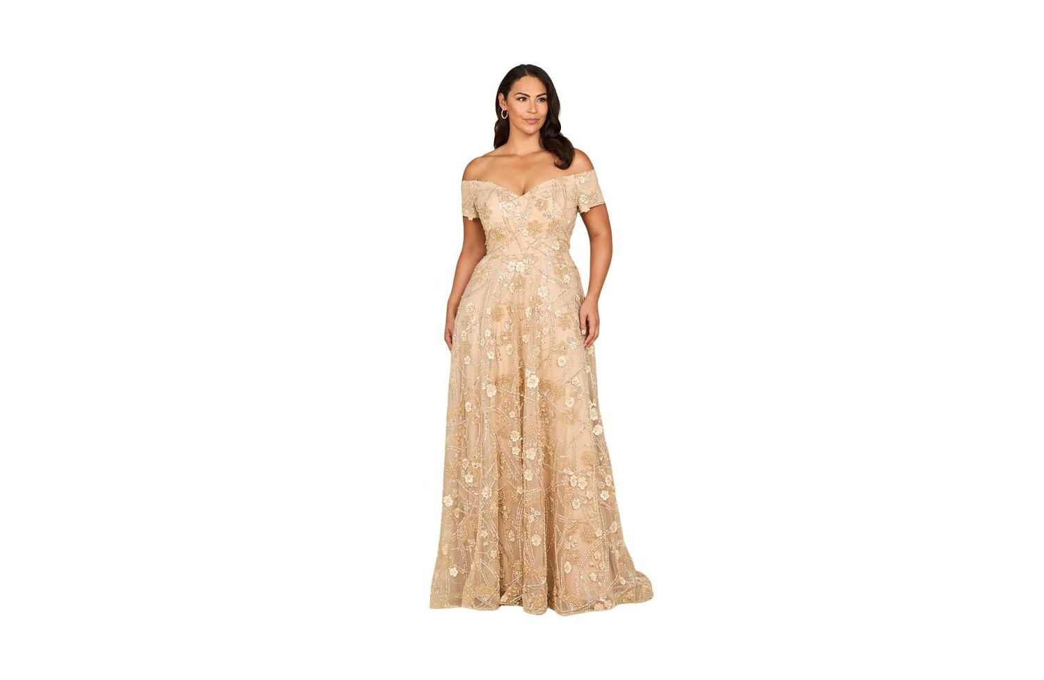 Women's Off Shoulder A-Line Floral Gown