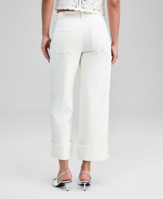Petite Rhinestone Cuff Wide Leg Jeans, Macy's Exclusive
