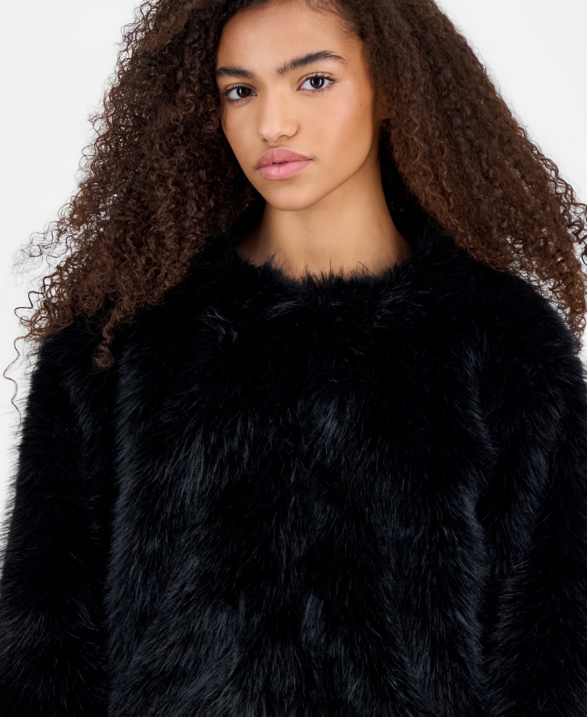 Blanknyc Faux Fur Women's Collarless Jacket In Black