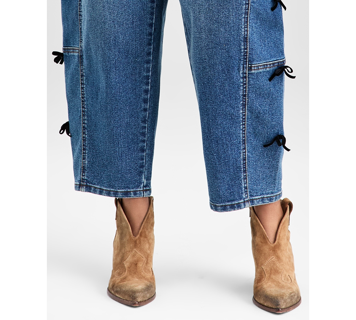And Now This Women's Bow-detail Barrel-leg Jeans, Macy's Exclusive In Blue